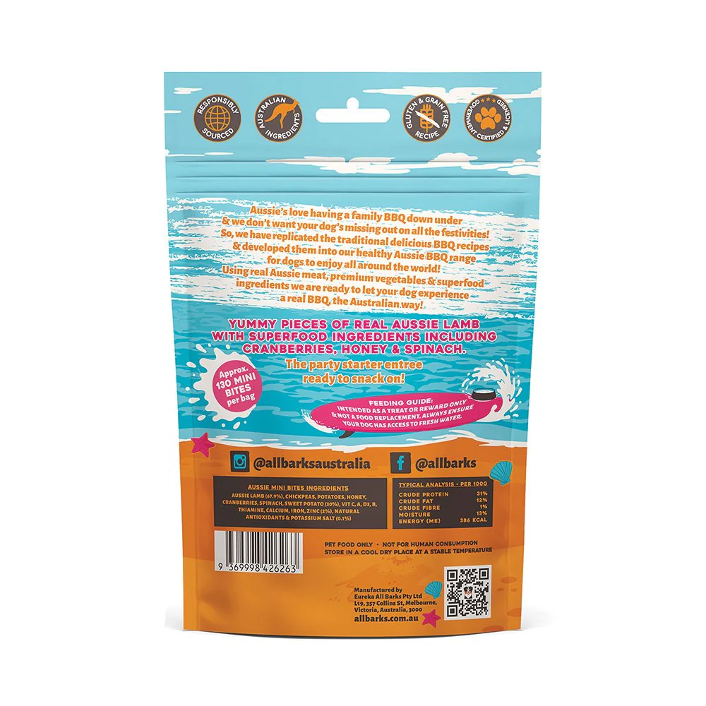 All Barks Aussie Mini Bites Lamb & Superfood Dog Treat 110g - Image 2
