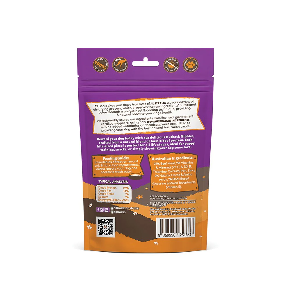 All Barks Outback Nibbles Dog Treats 100g - Image 2