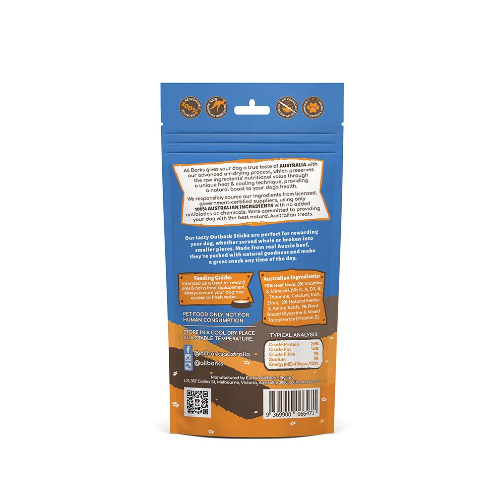 All Barks Outback Sticks Beef Dog Treats 110g - Image 2