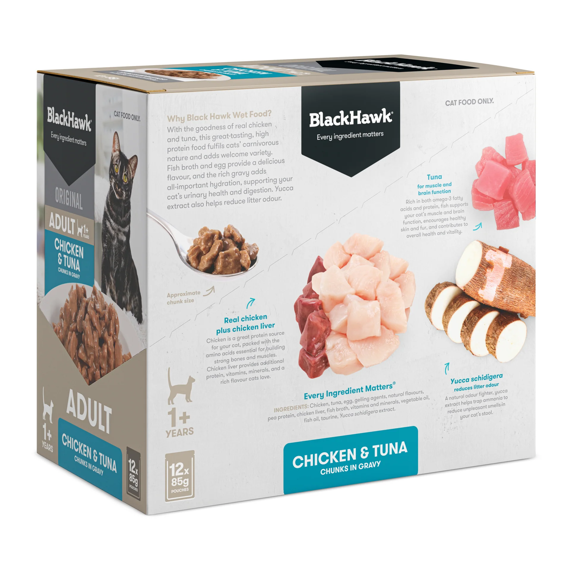 Black Hawk Adult Cat Chicken & Tuna gravy 85gx12 - Image 4