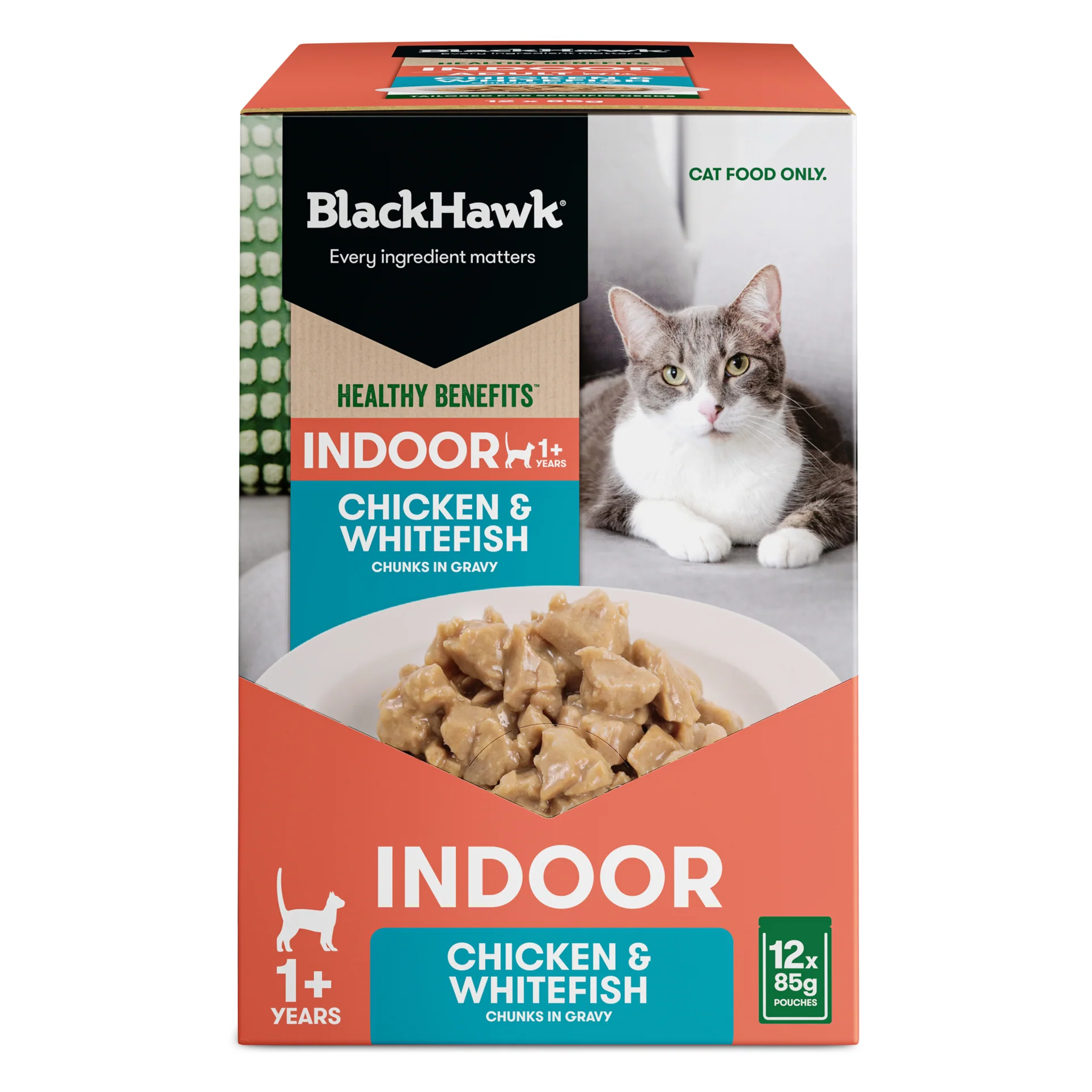 Black Hawk Adult Cat Indoor gravy 85gx12 - Image 3