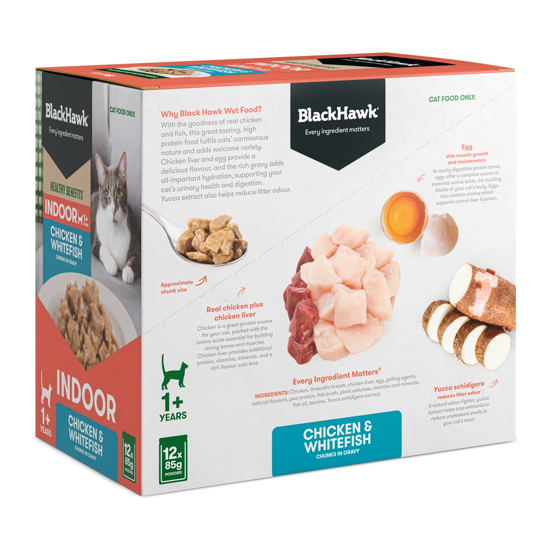 Black Hawk Adult Cat Indoor gravy 85gx12 - Image 4
