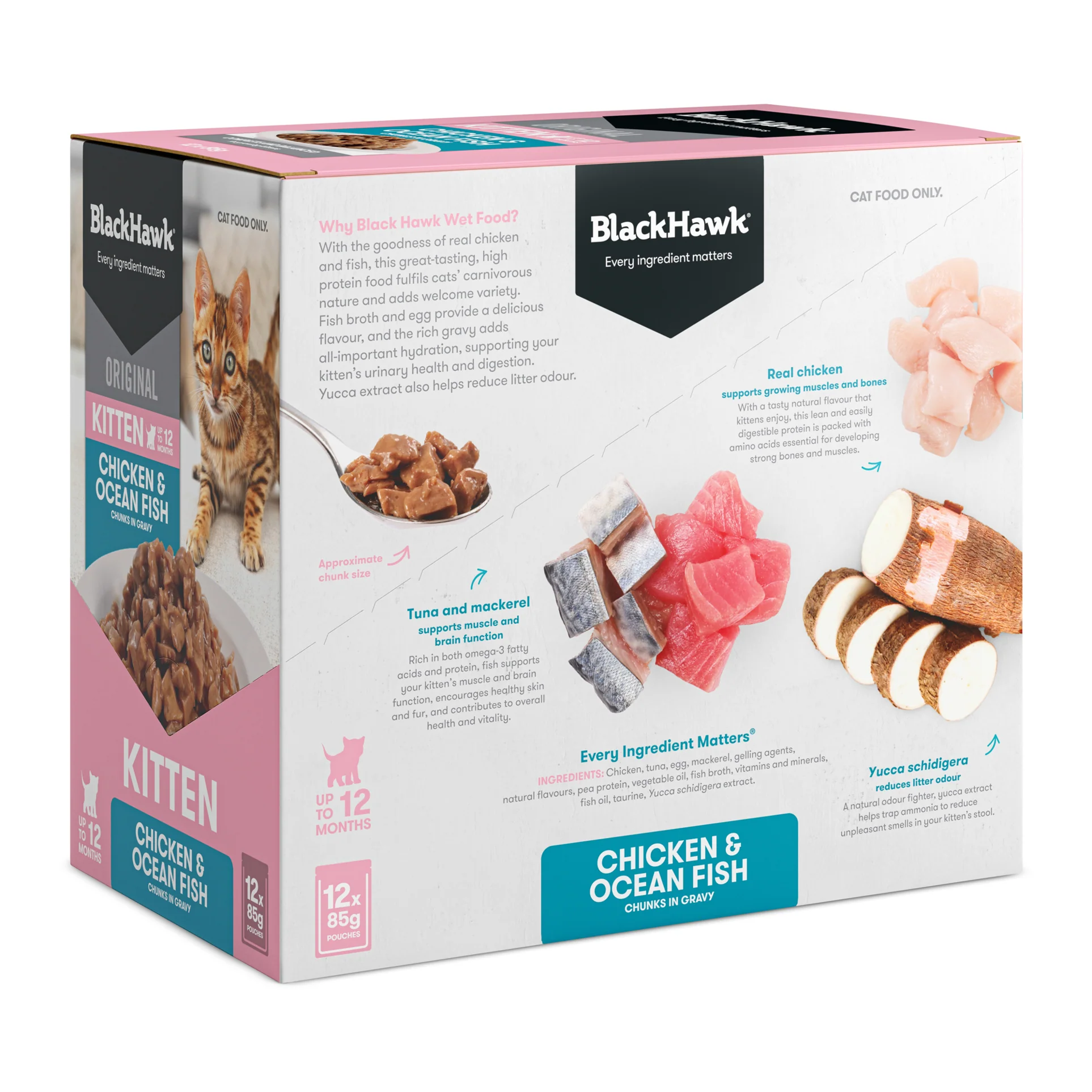 Black Hawk Kitten Chicken & Ocean Fish gravy 85gx12 - Image 4