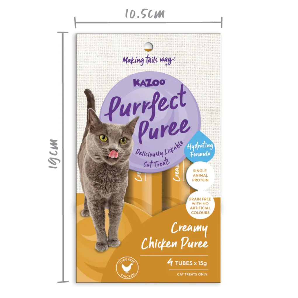Kazoo Purrfect Puree Creamy Chicken Cat Treat 4pk 15g - Image 4