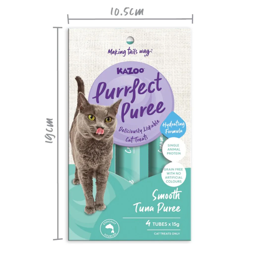 Kazoo Purrfect Puree Smooth Tuna Cat Treat 4pk 15g - Image 4