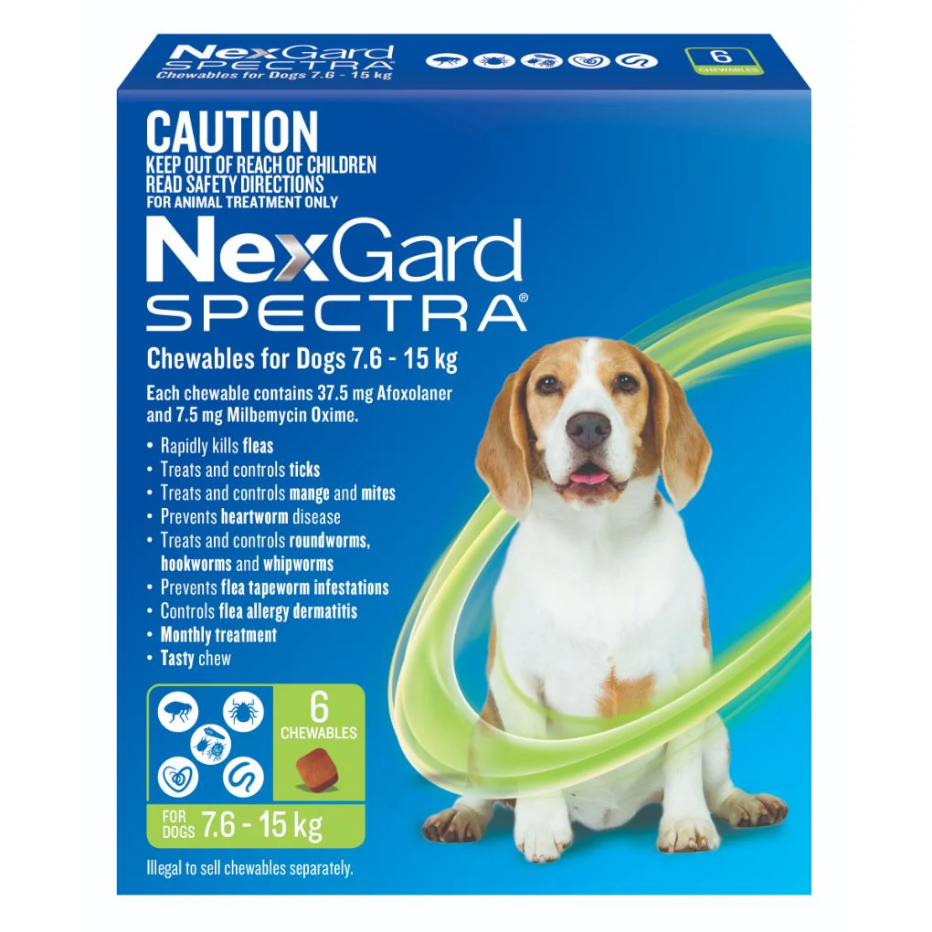 Nexgard Spectra Chews for Dog 7.6-15kg Green - Image 2
