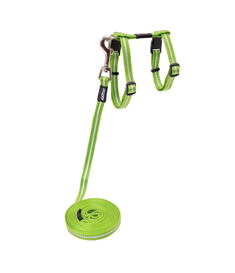 Rogz Alleycat Harness and Lead Set Lime - Image 4