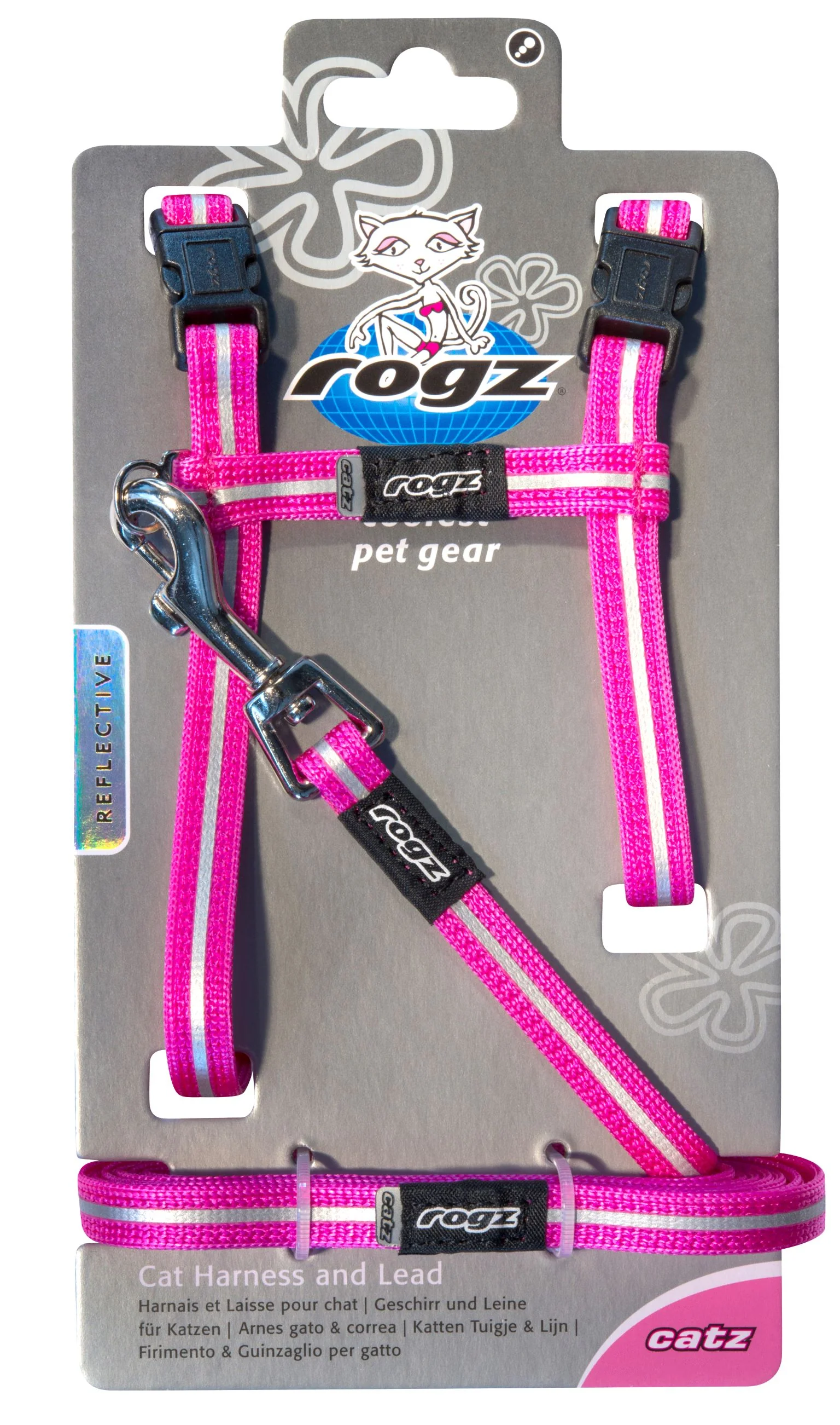 Rogz Alleycat Harness & Lead Set Pink - Image 3