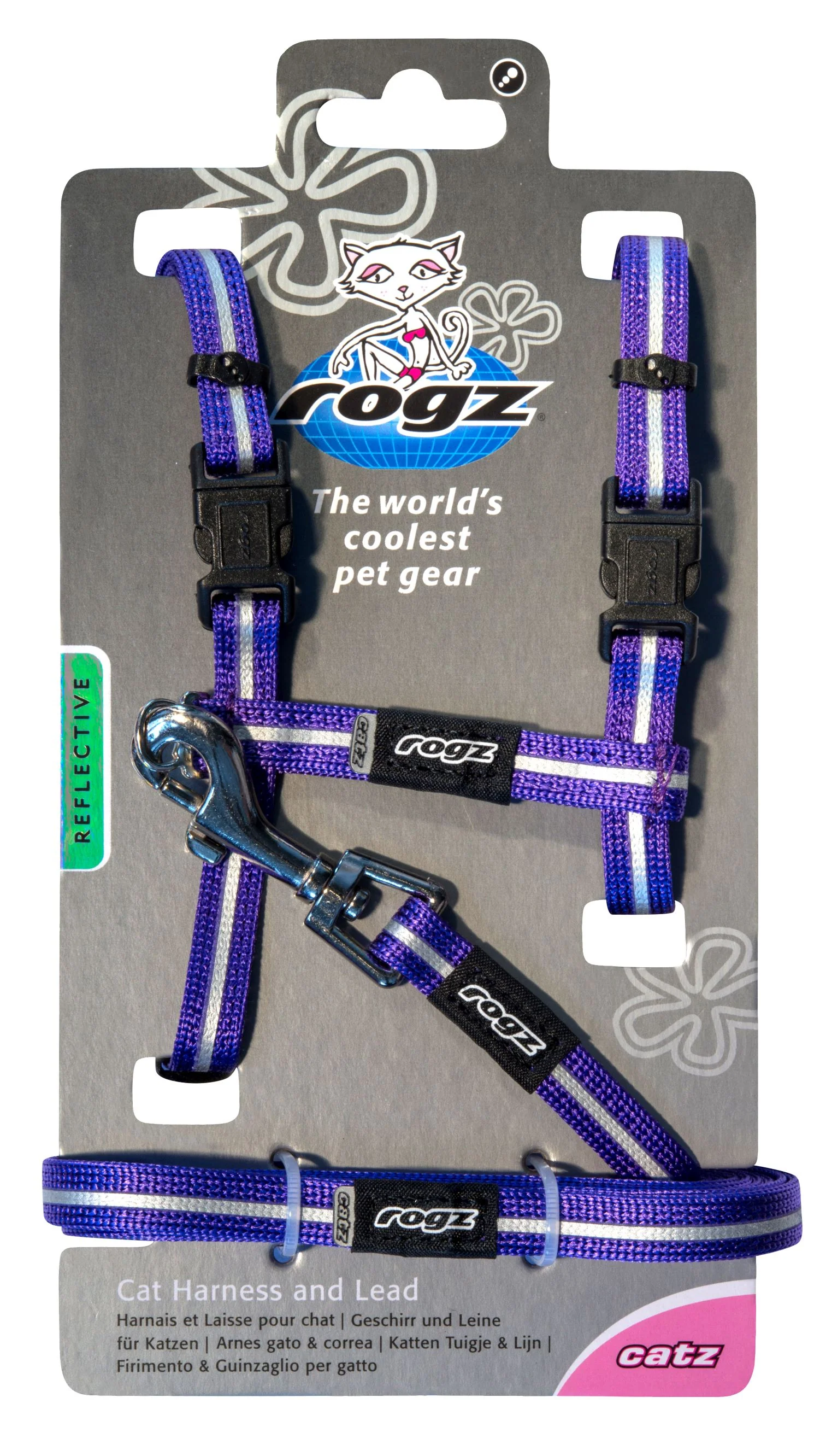 Rogz Alleycat Harness & Lead Set Purple - Image 3