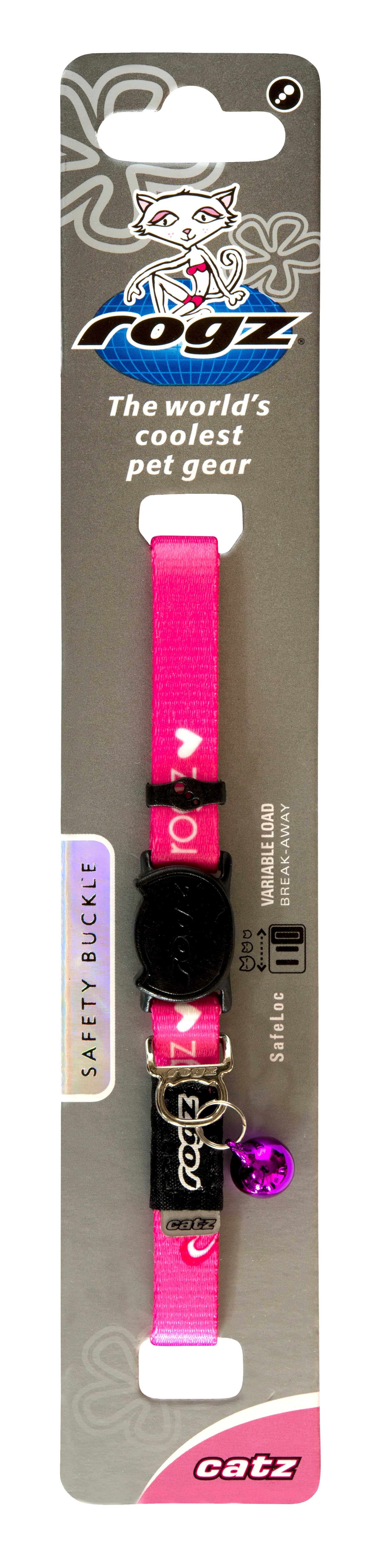 Rogz Kiddycat Safeloc Collar Pink Hearts
