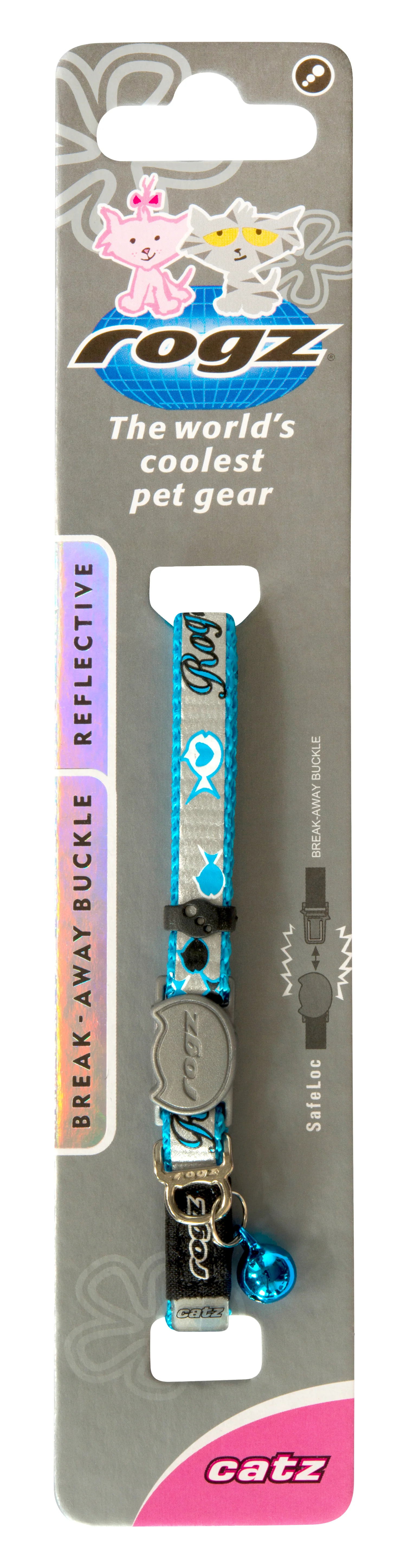 Rogz Safeloc Reflectocat Collar Blue Fish - Image 2