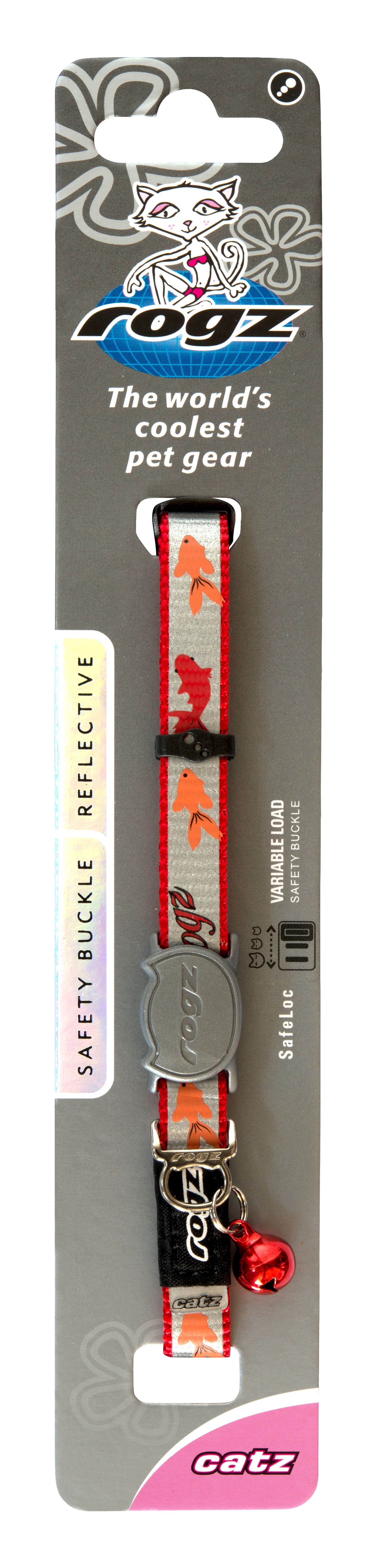 Rogz Safeloc Reflectocat Collar Red Fish