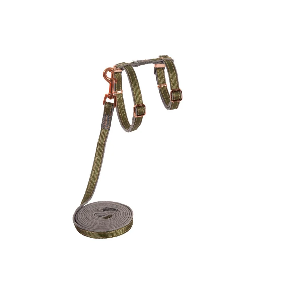 Rogz Urbancat Harness and Lead Set Olive Twist