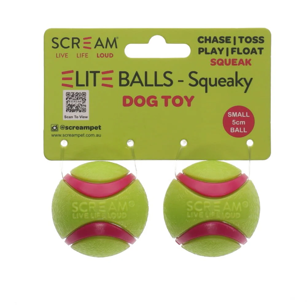 Scream Elite Ball Squeaky Green & Pink 2pk