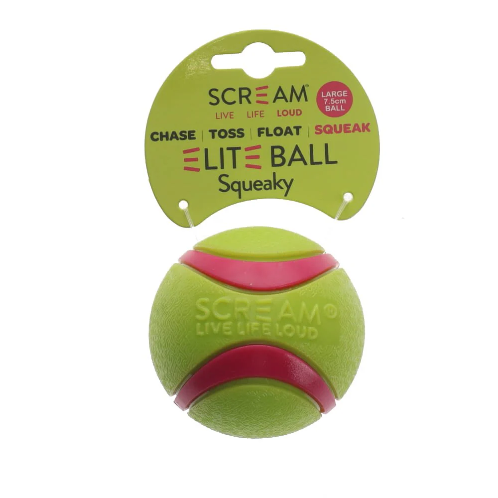 Scream Elite Ball Squeaky Green & Pink