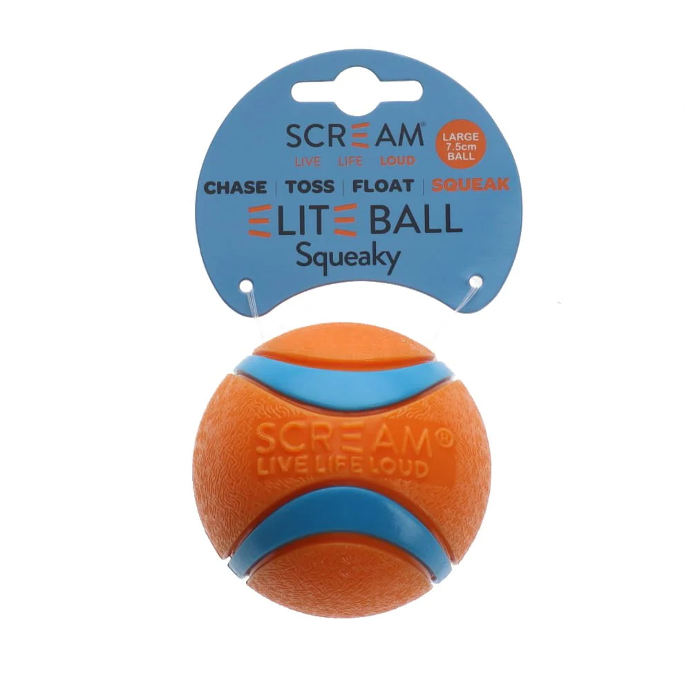 Scream Elite Ball Squeaky Orange & Blue
