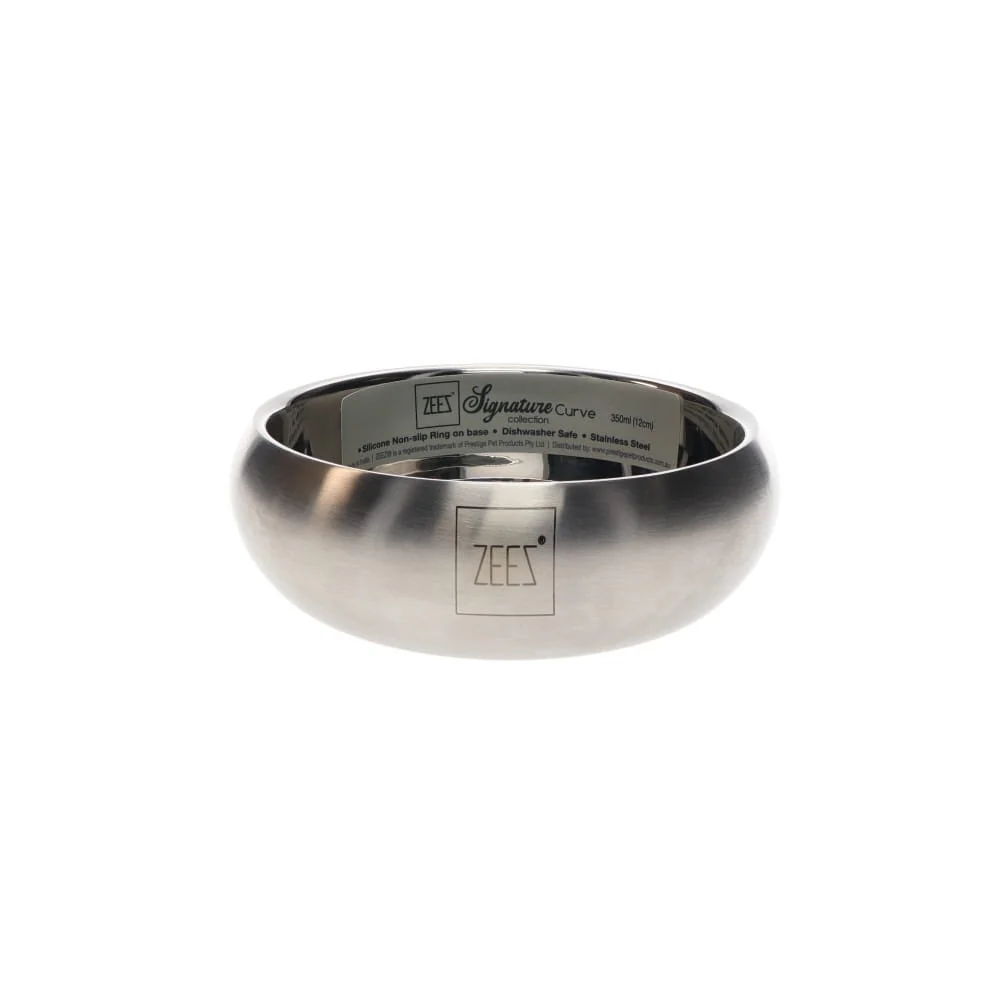 Zeez Signature Collection Stainless Steel Curved Pet Bowl