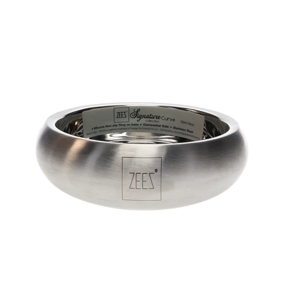 Zeez Signature Collection Stainless Steel Curved Pet Bowl - Image 2
