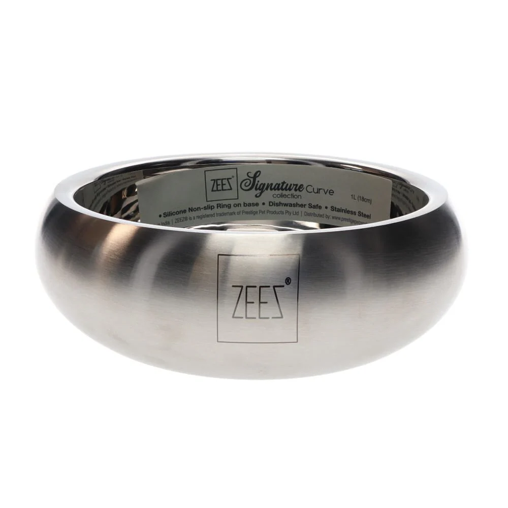 Zeez Signature Collection Stainless Steel Curved Pet Bowl - Image 3